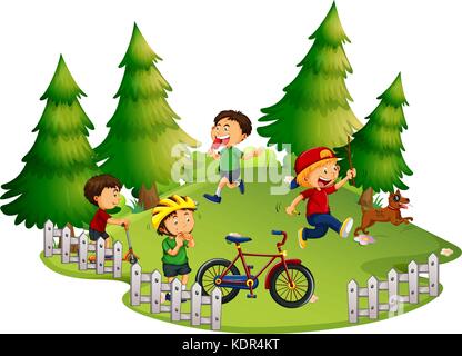 Children playing in the park illustration Stock Vector Image & Art - Alamy