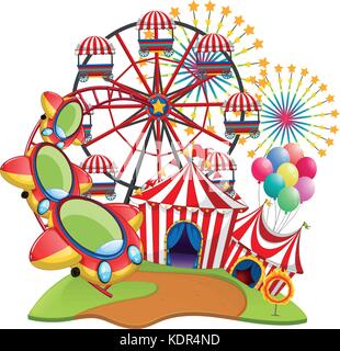 Amusement park scene with many rides Stock Vector Image & Art - Alamy