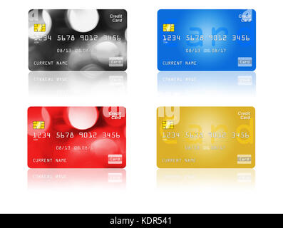 Set Of Colorful Plastic Credit Cards On White Background Stock Photo