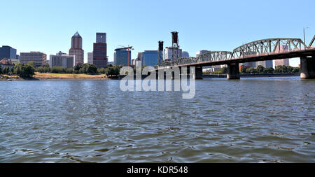 Portland at Hawthorne Bridge, Oregon Stock Photo