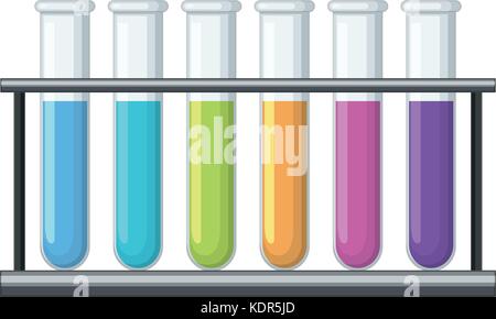 Colorful chemical in test tubes illustration Stock Vector