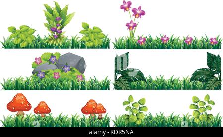 Seamless background with flowers in garden illustration Stock Vector