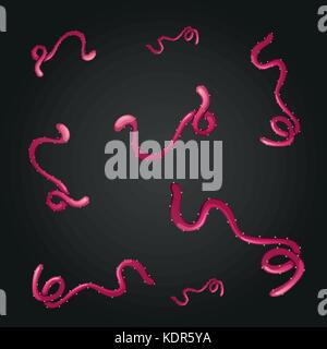 Pink virus on black background illustration Stock Vector