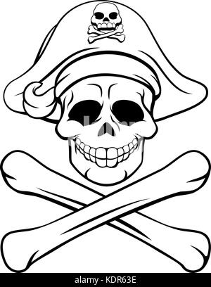 Skull and Crossbones Pirate Cartoon  Stock Vector