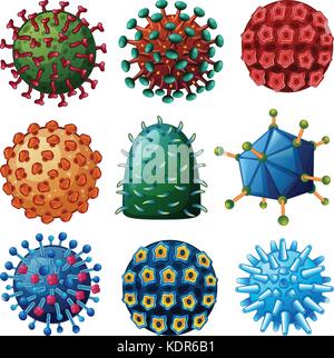 Different types of viruses illustration Stock Vector