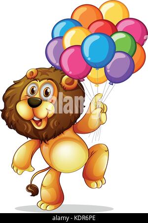 cute lion with helium balloon Stock Vector Image & Art - Alamy