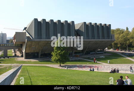 Aula Conference Centre at Delft Technical University campus, The Netherlands. Brutalist architecture from the 1960s. Stock Photo