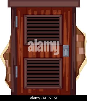 Wooden door on the brick wall illustration Stock Vector