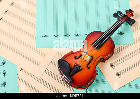 Violin on blank sheets note. Musice concept. Stock Photo