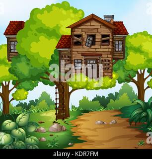 Playhouse and treehouse in the park illustration Stock Vector Image ...