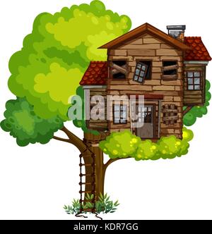 Old treehouse on the tree illustration Stock Vector Image & Art - Alamy
