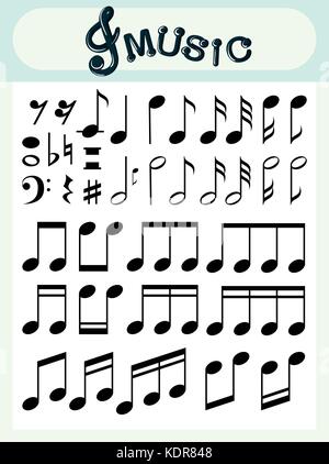 Different music notes on poster illustration Stock Vector