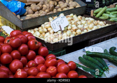 vegetables, market hall, Central Market, Kentrikí Agorá, Athens, Greece Stock Photo