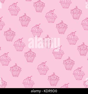 Lovely cupcake dessert seamless background vector design Stock Vector