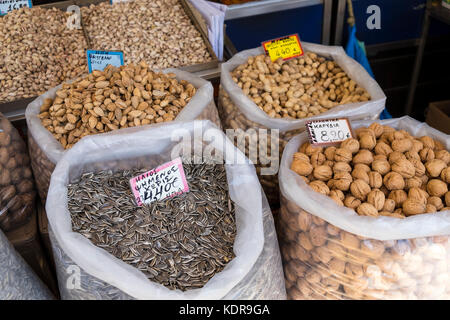 nuts, market hall, Central Market, Kentrikí Agorá, Athens, Greece Stock Photo