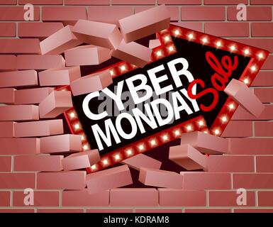 Cyber Monday Sale Arrow Breaking Through Wall Stock Vector