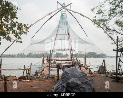 Chinese fishing nets in Cochin Stock Photo