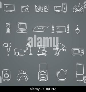 Home appliances. Drawing icons set. Vector eps 8 Stock Vector