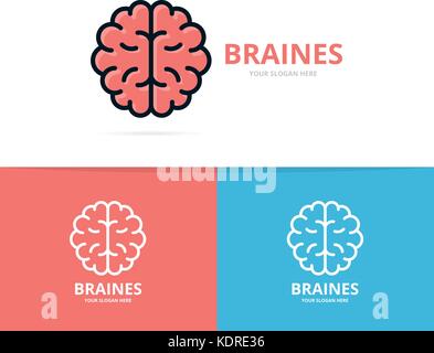 Smart brain logo set. Simple set of 9 smart brain vector logo for