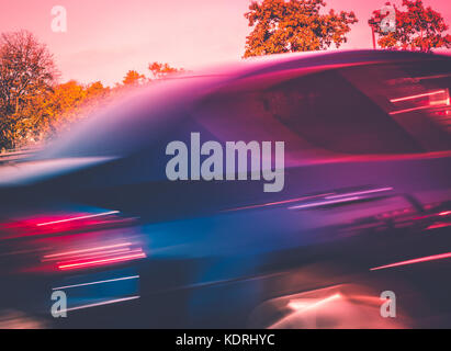 abstract motion blur picture of a fast driving car Stock Photo