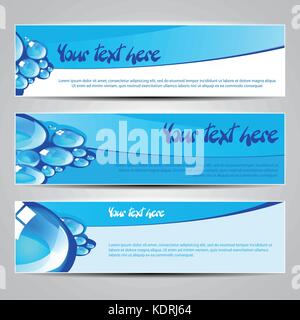 Set of Three Colorful Horizontal Headers or Banners with Abstract Design for Web - Template Illustration in Freely Scalable and Editable Vector Format Stock Vector