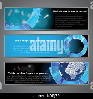 Set of Three Colorful Horizontal Headers or Banners with Copyspace, Abstract Design for Web - Template Illustration in Freely Scalable Vector Format Stock Vector