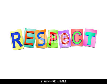 3d Illustration depicting a set of cut out printed letters arranged to form the word respect. Stock Photo