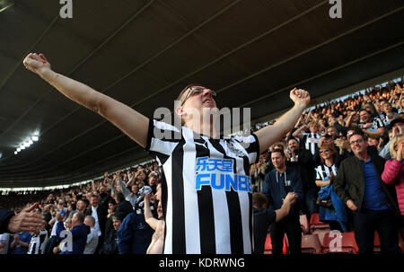 Southampton fan celebrates a goal during the Championship match between ...