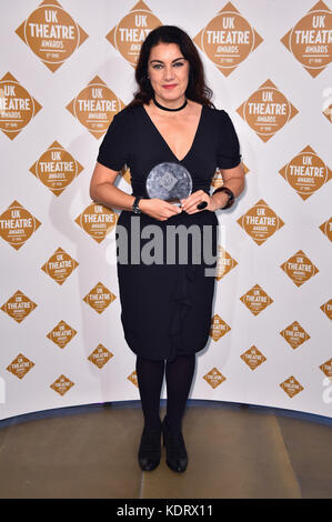 Gemma Bodinetz with the Best Director award, at the UK Theatre Awards at Guildhall, London. PRESS ASSOCIATION Photo. Picture date: Sunday October 15th, 2017. Photo credit should read: Matt Crossick/PA Wire. Stock Photo