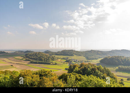 View on the Wodaca Valley in Smolen from Pilcza castle (Smolen, Poland). Stock Photo
