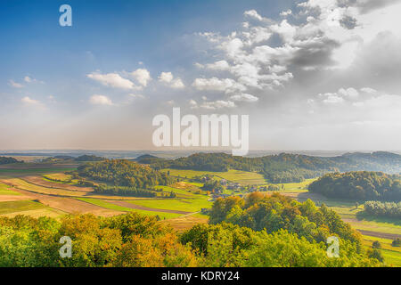 View on the Wodaca Valley in Smolen from Pilcza castle (Smolen, Poland). Stock Photo