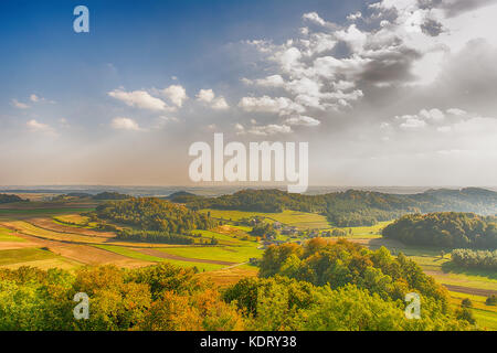 View on the Wodaca Valley in Smolen from Pilcza castle (Smolen, Poland). Stock Photo