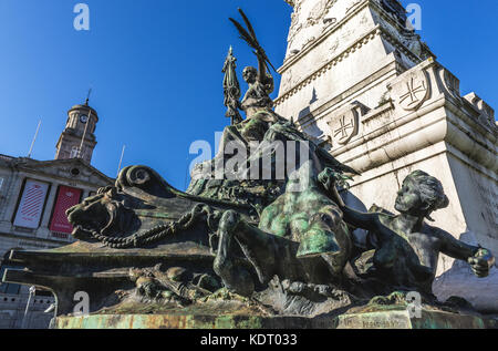 Chariot scultpure of Infante D. Henrique (Prince Henry the Navigator) monument in Porto city on Iberian Peninsula, second largest city in Portugal Stock Photo