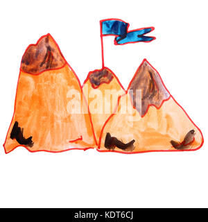 watercolor drawing kids camp, tent cartoon on a white background Stock Photo