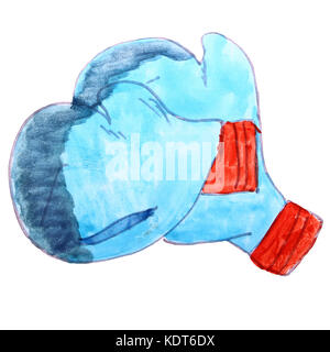 watercolor drawing kids gloves, boxing cartoon on a white backgr Stock Photo