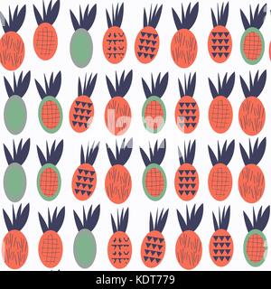 Pineapples seamless abstract fruits patten. It is located in swatch menu, vector image Stock Vector