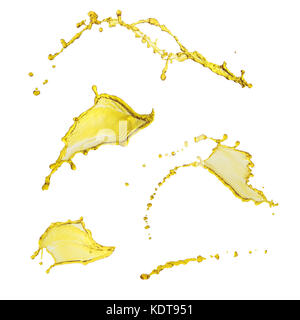 Isolated flying oil paint splashes on white background Stock Photo