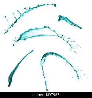 Splendid collection of splashes green color on white background Stock Photo