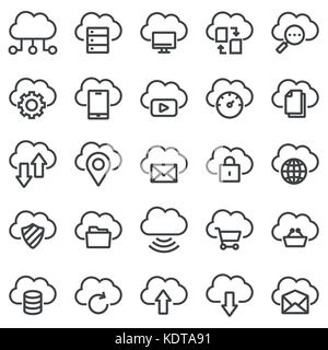 Cloud technology icons. Cloud computing. System administrator Stock Vector