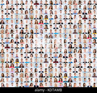 Collage Of Diverse Multi-ethnic And Mixed Age Smiling People Stock Photo