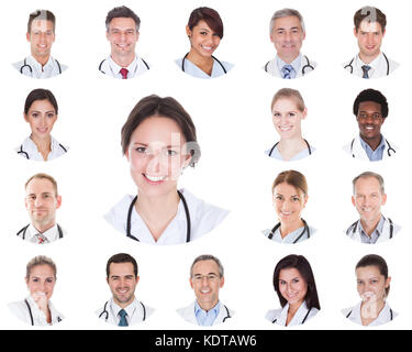 Collage Of Diverse Smiling Doctors Hospital Team Stock Photo
