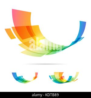 Moving geometric abstraction elements on white Stock Vector