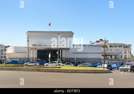 Rabat, Morocco - Jan 17, 2017: Railway Station Rabat Ville is the main train station in Rabat Stock Photo