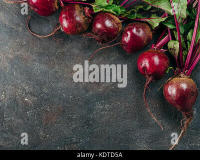 Beet, beetroot bunch on dark background, copy space Stock Photo