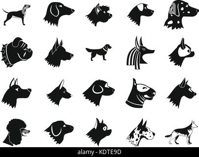 Dog icon set, simple style Stock Vector