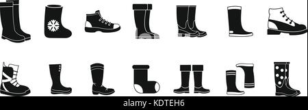 Boots icon set, simple style Stock Vector