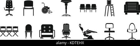 Chair icon set, simple style Stock Vector