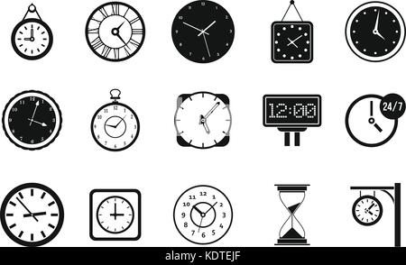 Wall clock icon set, simple style Stock Vector