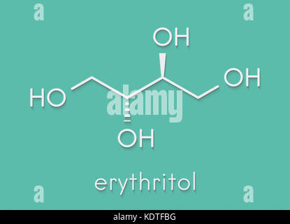 Erythritol non-caloric sweetener molecule. Skeletal formula. Stock Photo