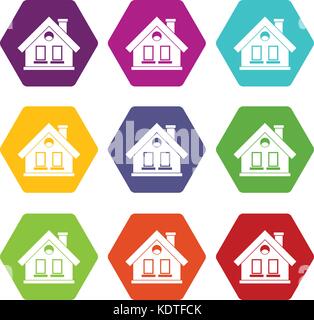 Mansion icon set color hexahedron Stock Vector Image & Art - Alamy